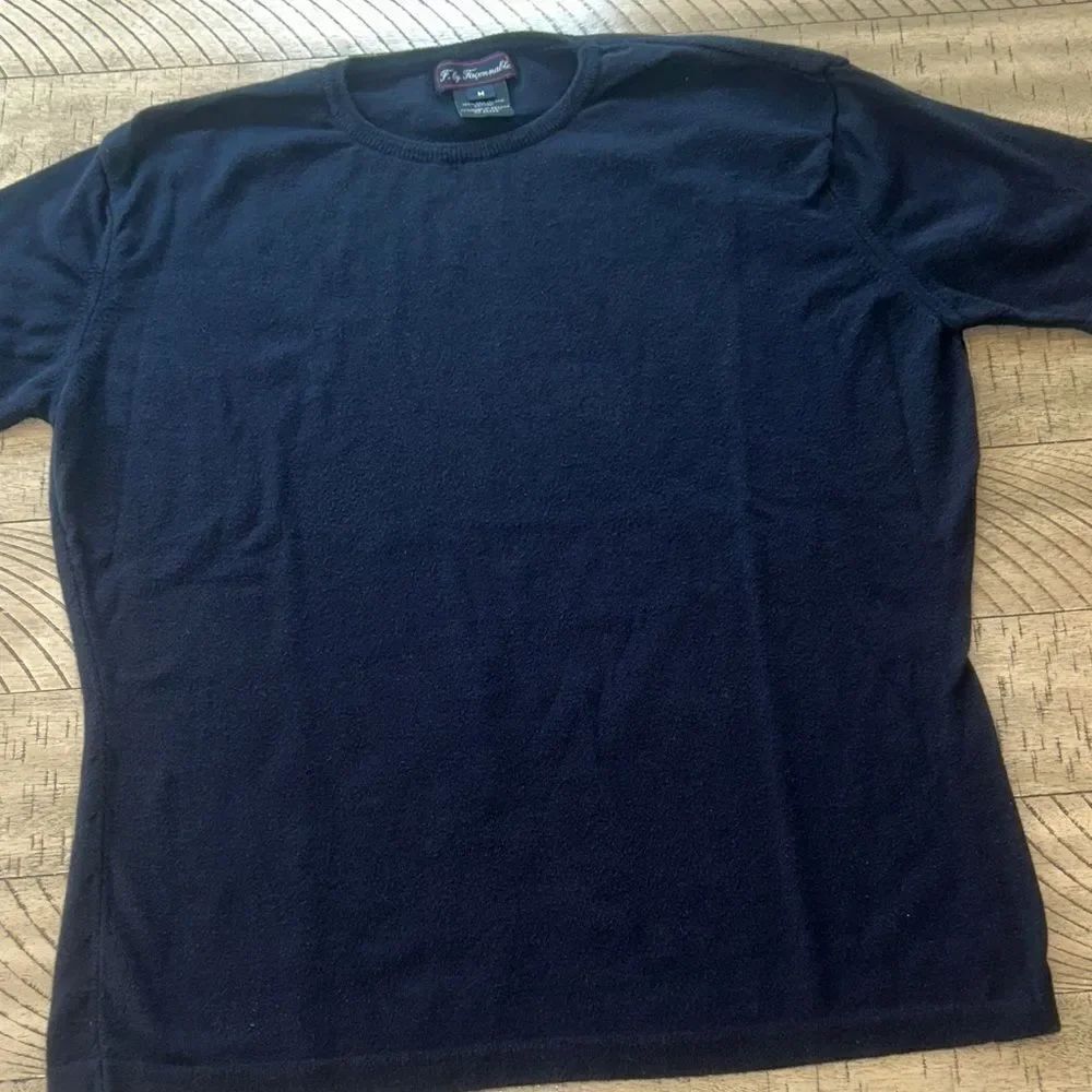 Faconnable 💯 Sea 🌊 Island 🏝️ Cotton Deep Sea Blue Short Sleeve Made in Italy 🇮🇹